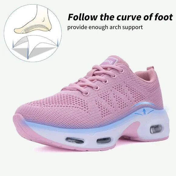 🆕Women's Pink Running Shoes Tennis Athletic Gym Walking Fashion Sneakers - Picture 5 of 7